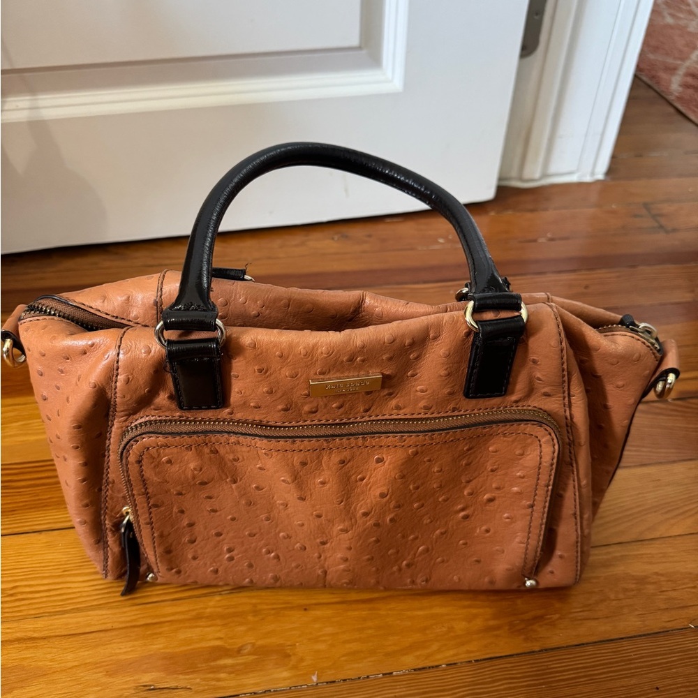 Kate Spade Ostrich Embossed Brown Leather Handbag